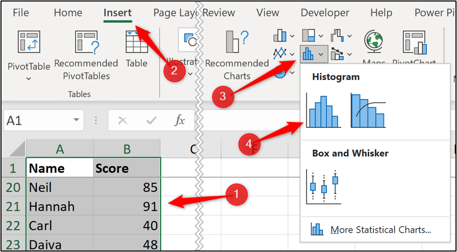 How to make a histogram in excel